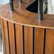 Cocktail bar in teak and metal and its 2 vintage stools 1950'S