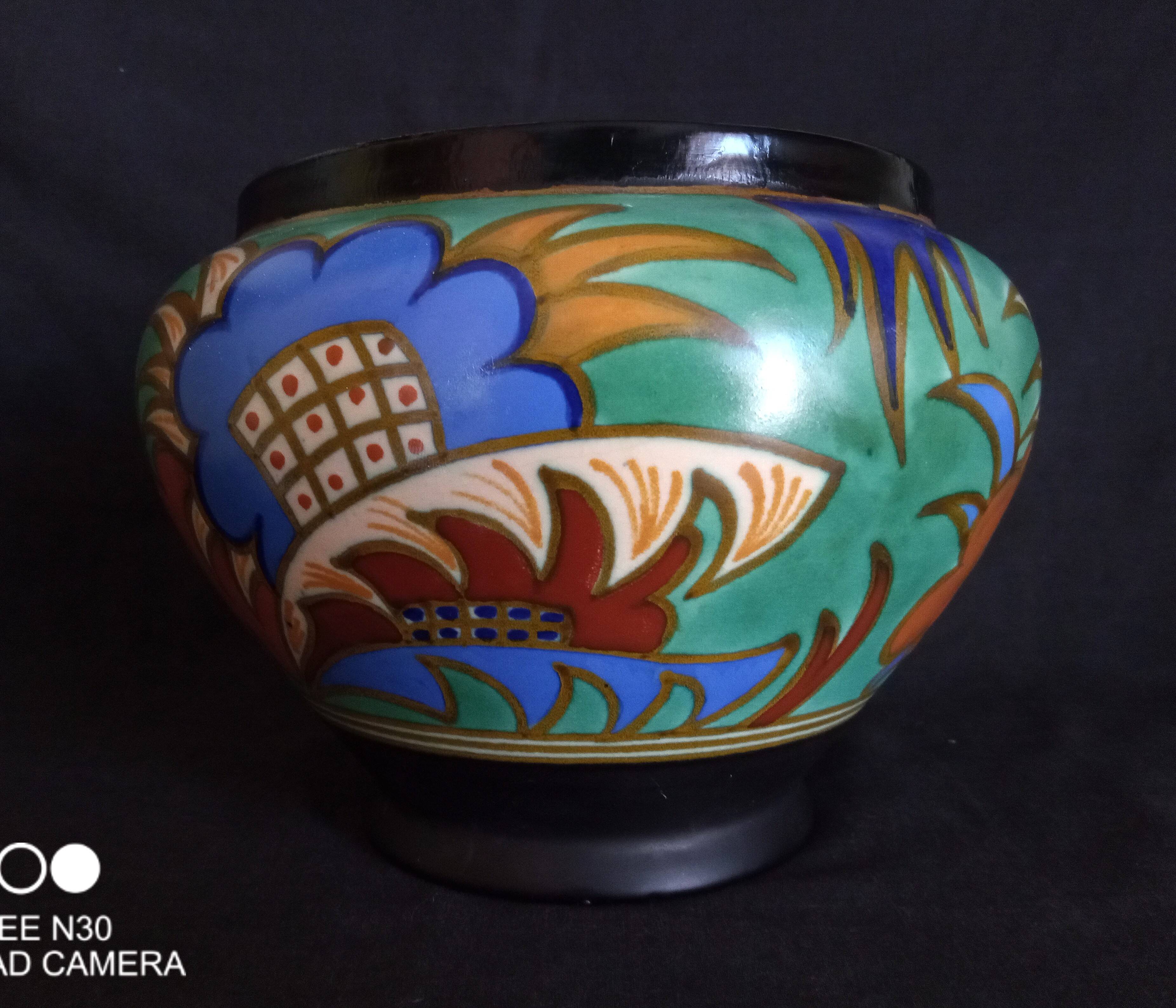 Large Gouda Vase, Art Deco geometric patterns, 1920s