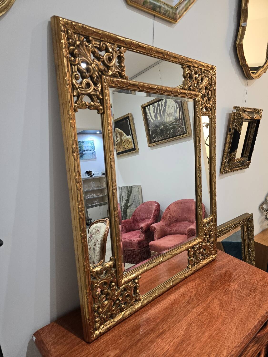 Belgian gilded mirror with glazing bead