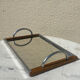 Chrome mirror tray and vintage wood 1940 / 50