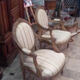 Pair of Louis XVI-style medallion armchairs from Napoleon III