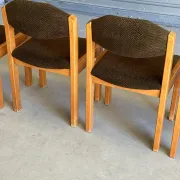 Set of 4 vintage chairs from the 70s/80s – Brown chocolate wood and fabric