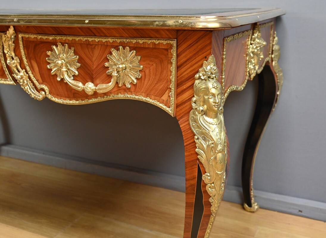 Regency style marquetry desk in precious woods – Late 19th century