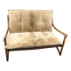 2-seater rattan sofa with vintage velvet cushions from the 70s
