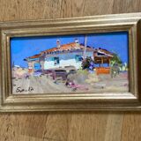 Tableau Huile sur carton singée dimension : hauteur -26 cm- largeur -42cm-