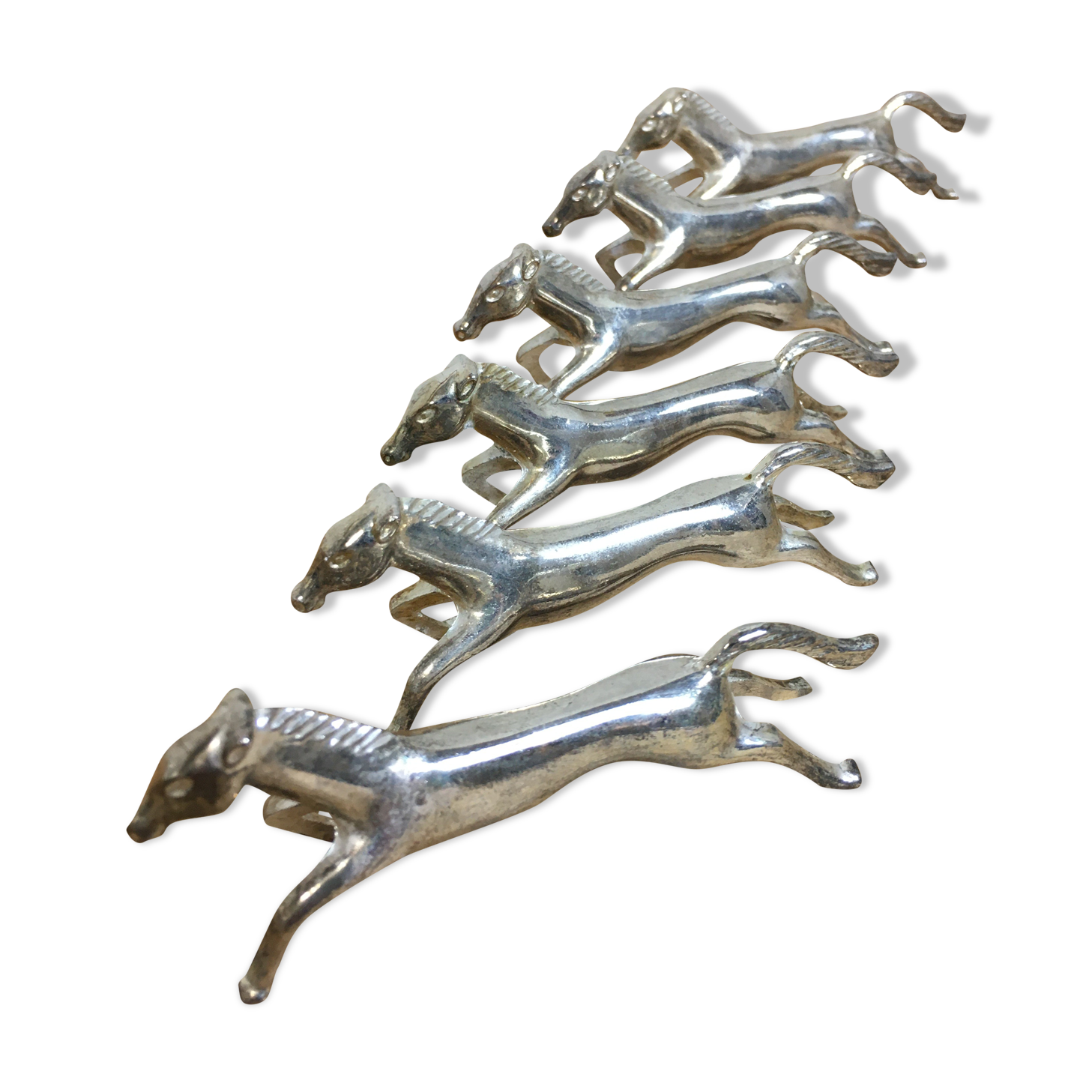 6 porte couteaux en métal forme de cheval