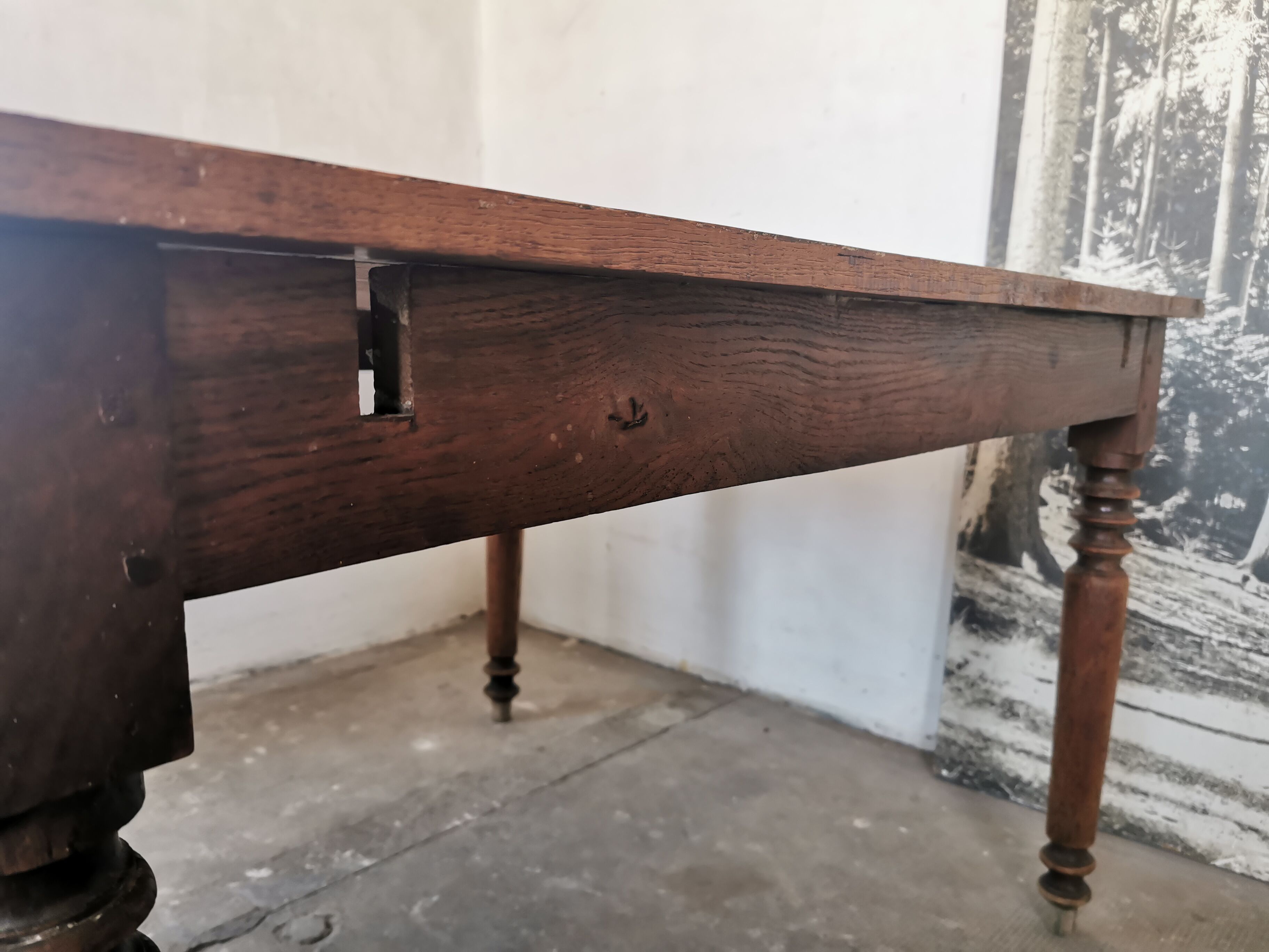Bistro table in oak and fir, large square.