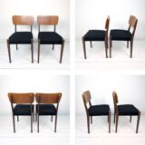 Lot de 2 chaises vintage Mid-Century en bois design danois assise noire sty