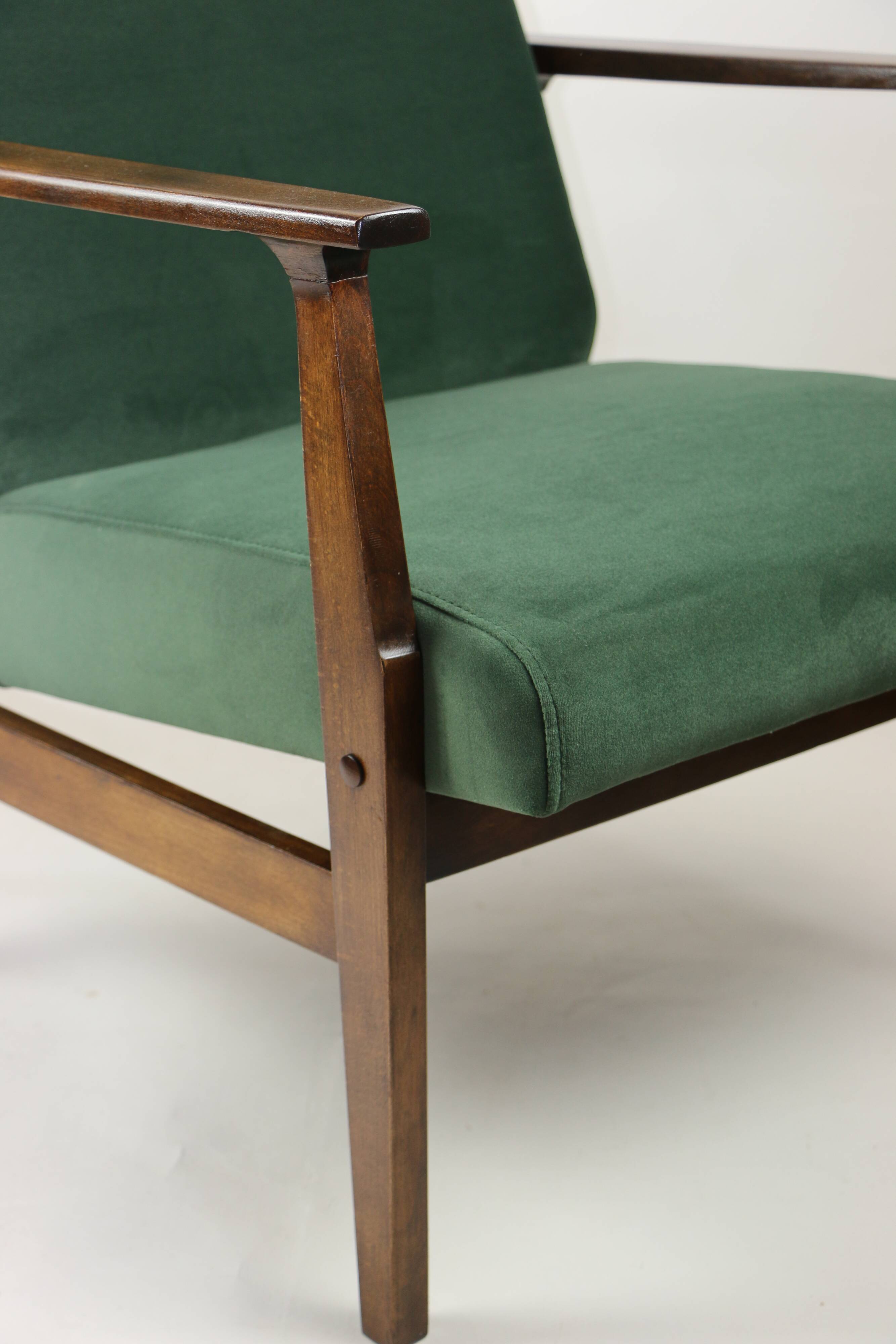 Fauteuil en velours vert vintage, années 1970