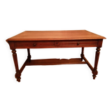 Table ancienne en chêne massif (140/80/75(cm)- Pieds en bois tourné - Deux grands tiroirs.