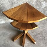 Vintage light wood corner pedestal table