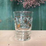 Six glasses old flowers and birds