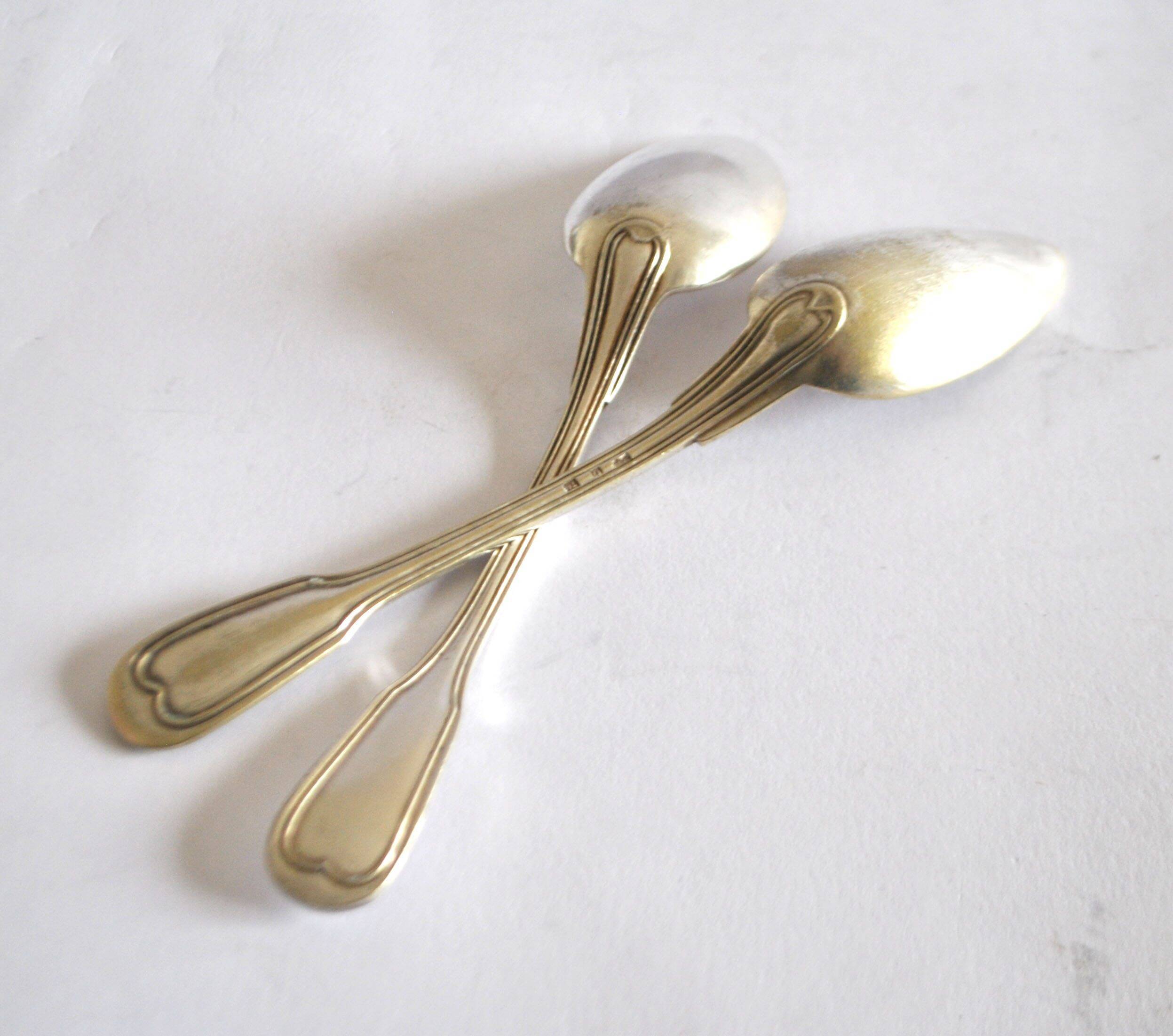 Set of 2 silver-plated dessert spoons in Chinon style, 15 cm.