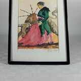 Watercolor "bullfighting"