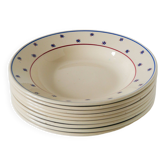Lot 9 assiettes creuses, Lunéville modèle E Pierrée, 1940