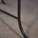 Marble side table with wrought iron base and brass balls in the style of Jean Royère, 1940s