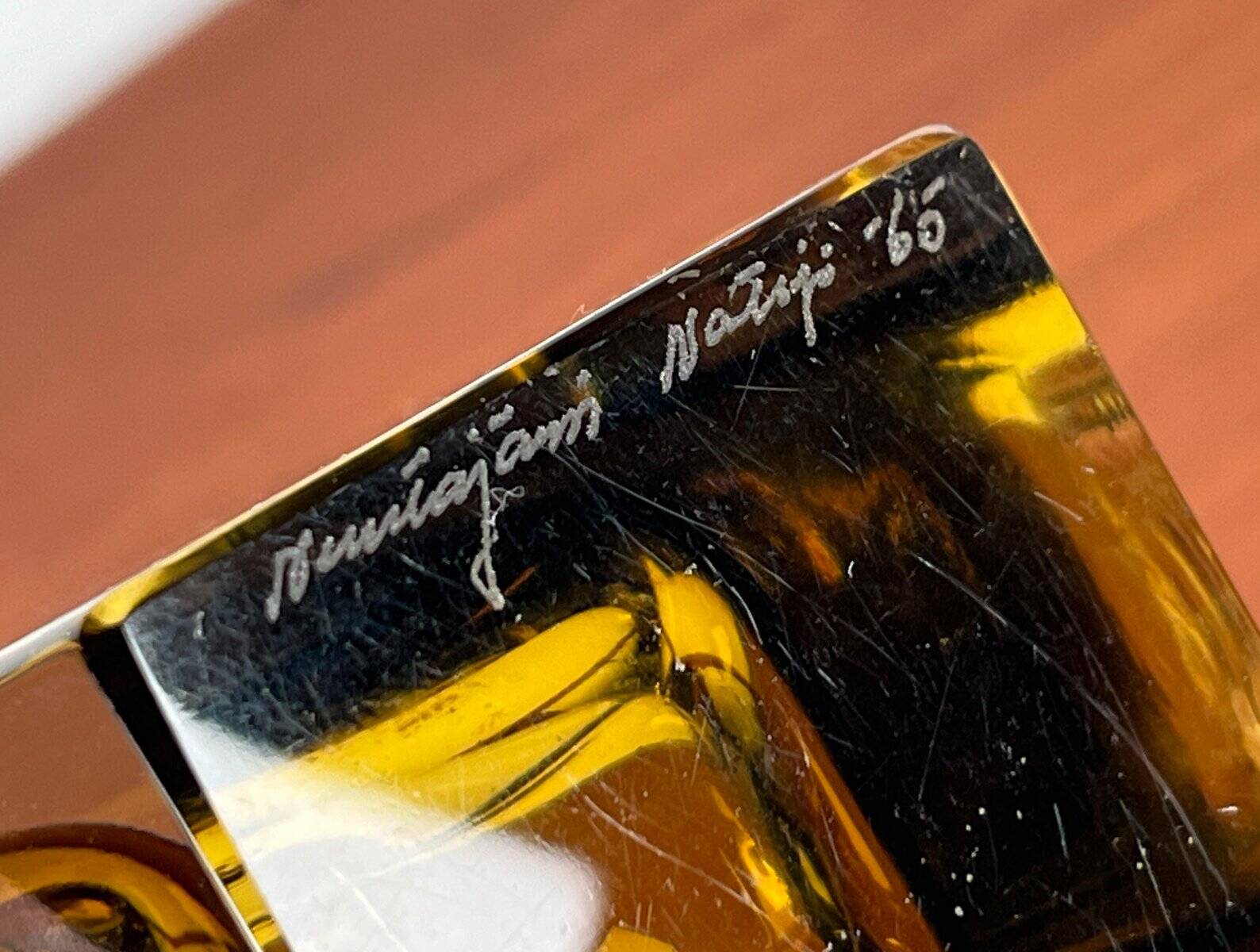 Minimalist Sommerso glass vase model Kf 296 from the mid-century by Kaj Franck for Nuutajärvi Notsjö, Finland, 1965.