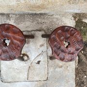 Pair of Antique Milking Stools, Tripod, Raw Wood, Folk Art, Vintage