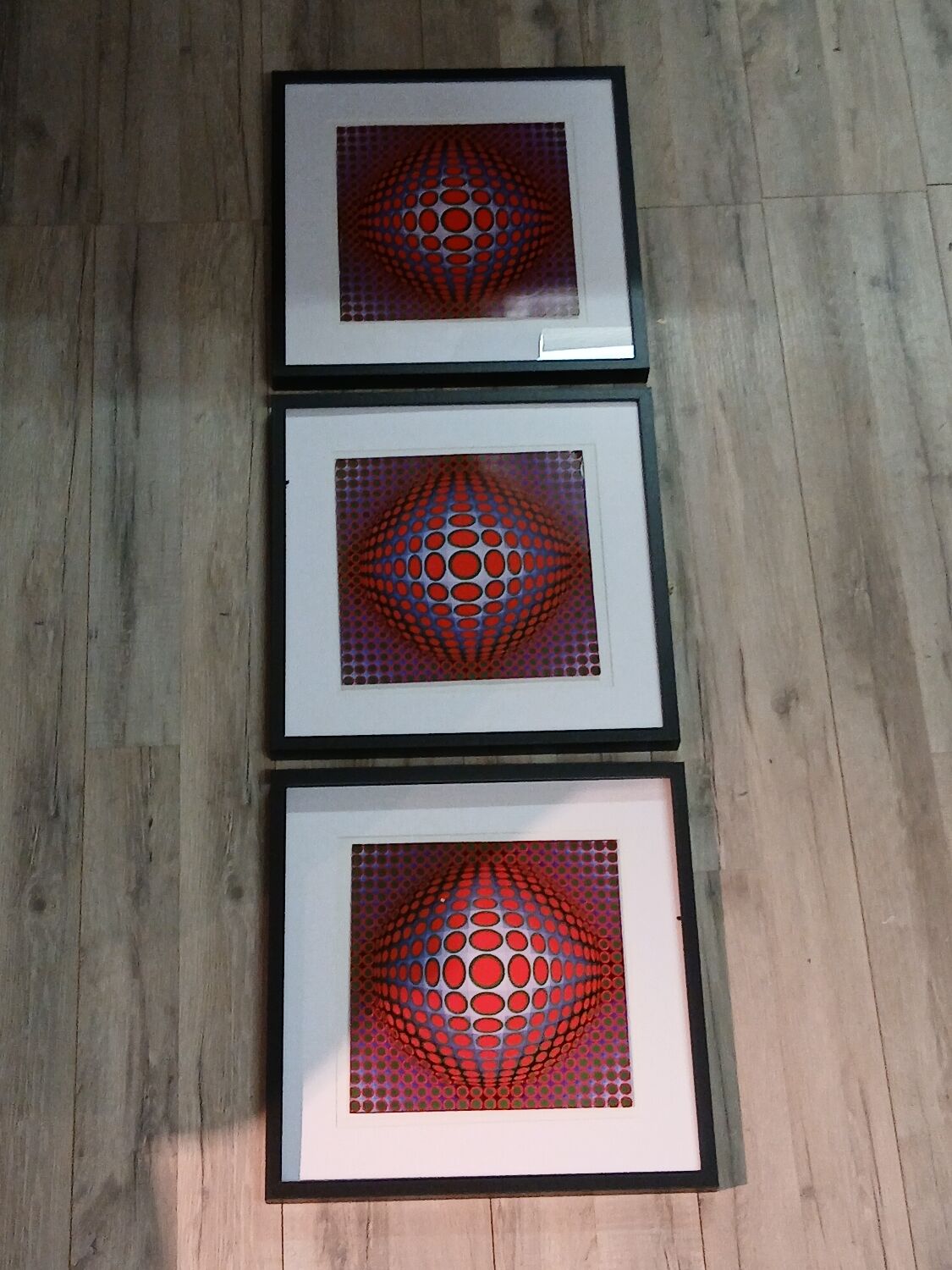 Tableau Vintage Art Optique - Victor Vasarely - Frame 40x40cm