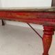 Table basse indienne en teck laqué verte et rouge