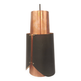 Hanging lamp in copper and black lacquered metal by Bent Karlby for Lyfa