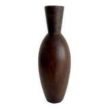 Ceramic vase painted brown (wood effect), elongated model