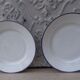 2 round dishes Limoges porcelain blue and gold border