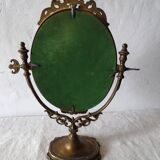 Psyche on foot brass mirror 28x39cm