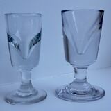 Duo of absinthe glasses thick bottoms artisanal manufacture late nineteenth century