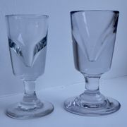 Duo of absinthe glasses thick bottoms artisanal manufacture late nineteenth century