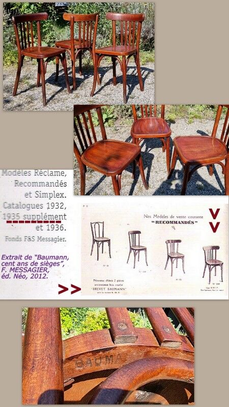 Mix 6 chairs bistro Baumann and Luterma 30/40 years
