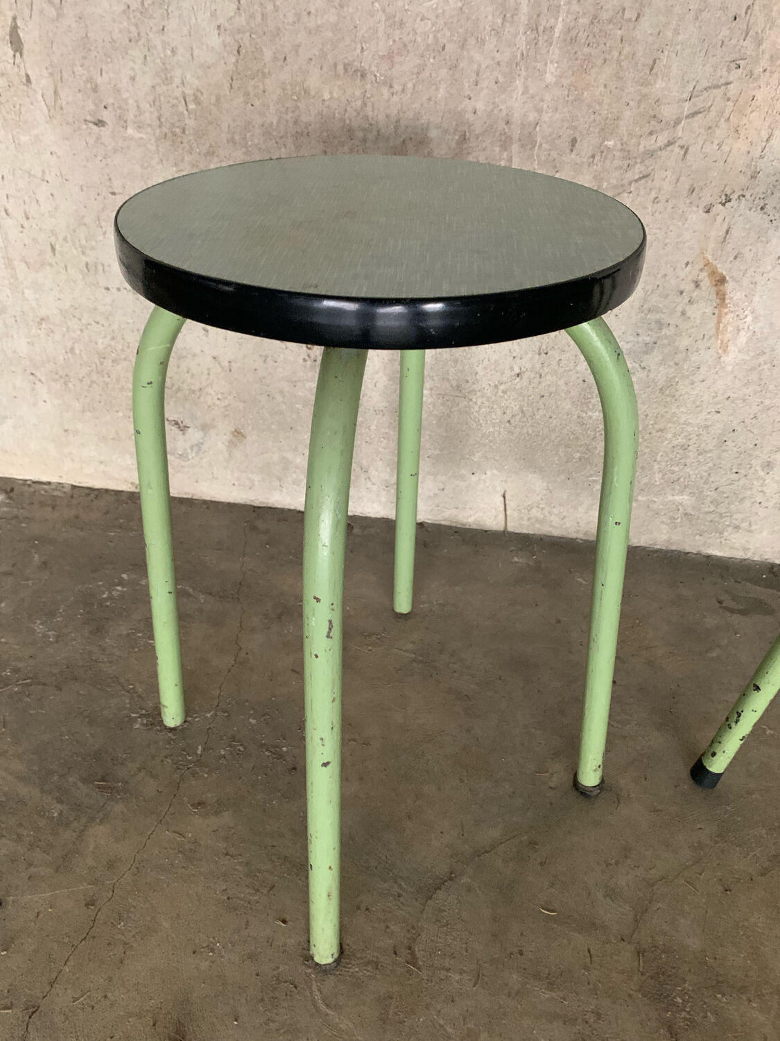Pair of green Formica stools