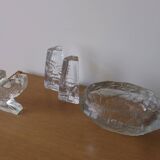 Demant brutalist glass dish by Göte Augustsson | Ruda Sweden | 1960s