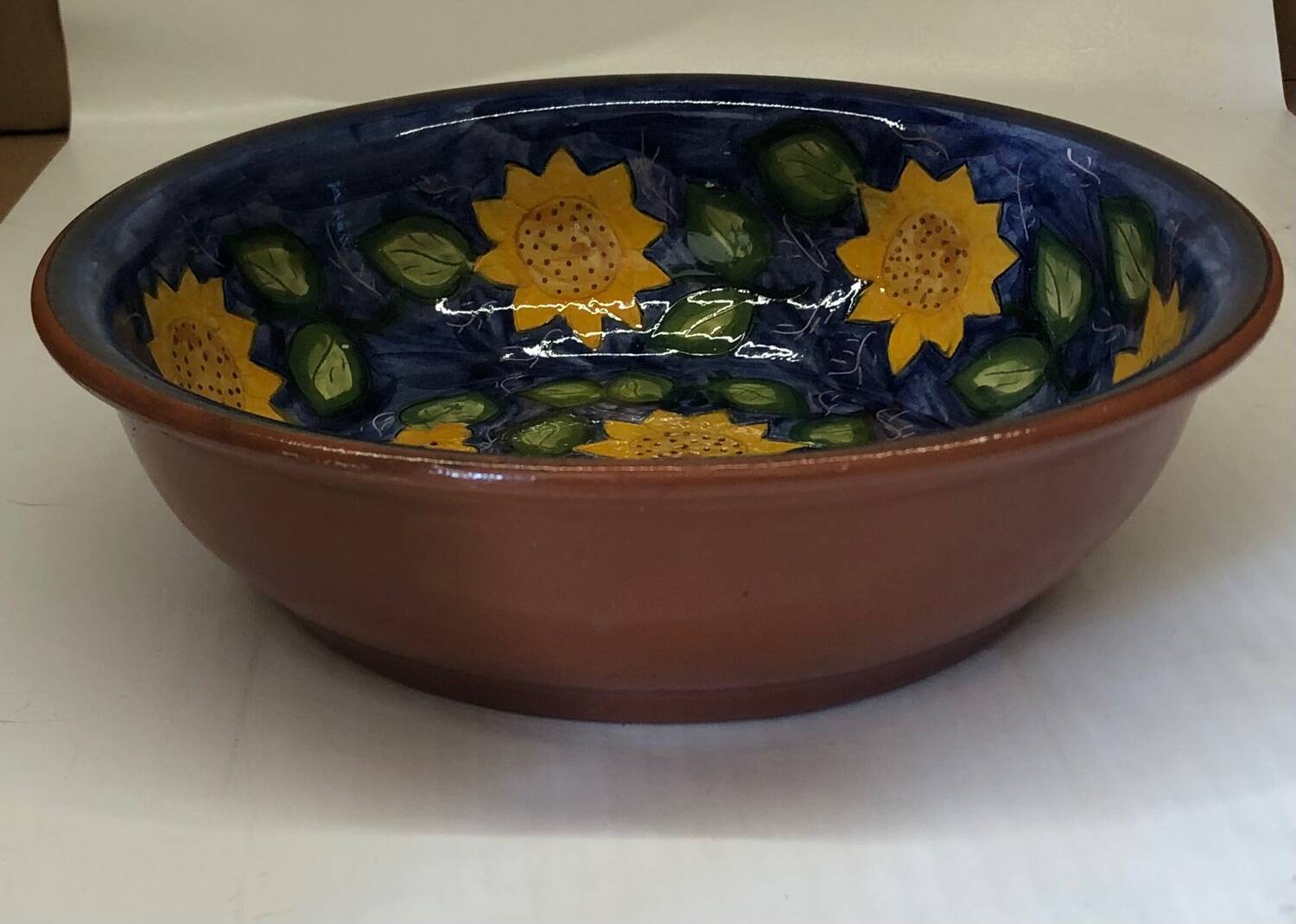 Portuguese ceramic dish decorated with sunflowers