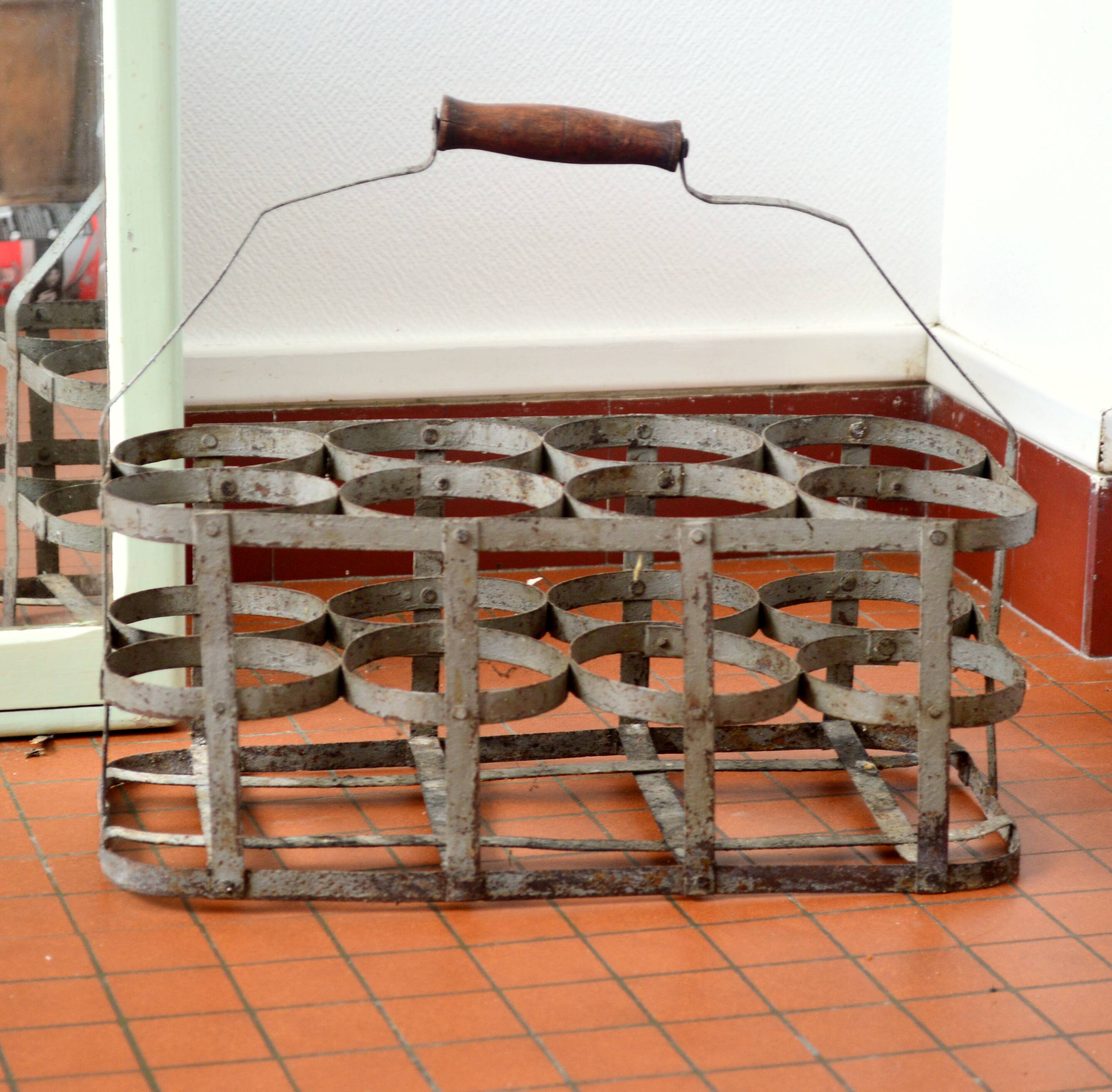 Old metal bottle holder