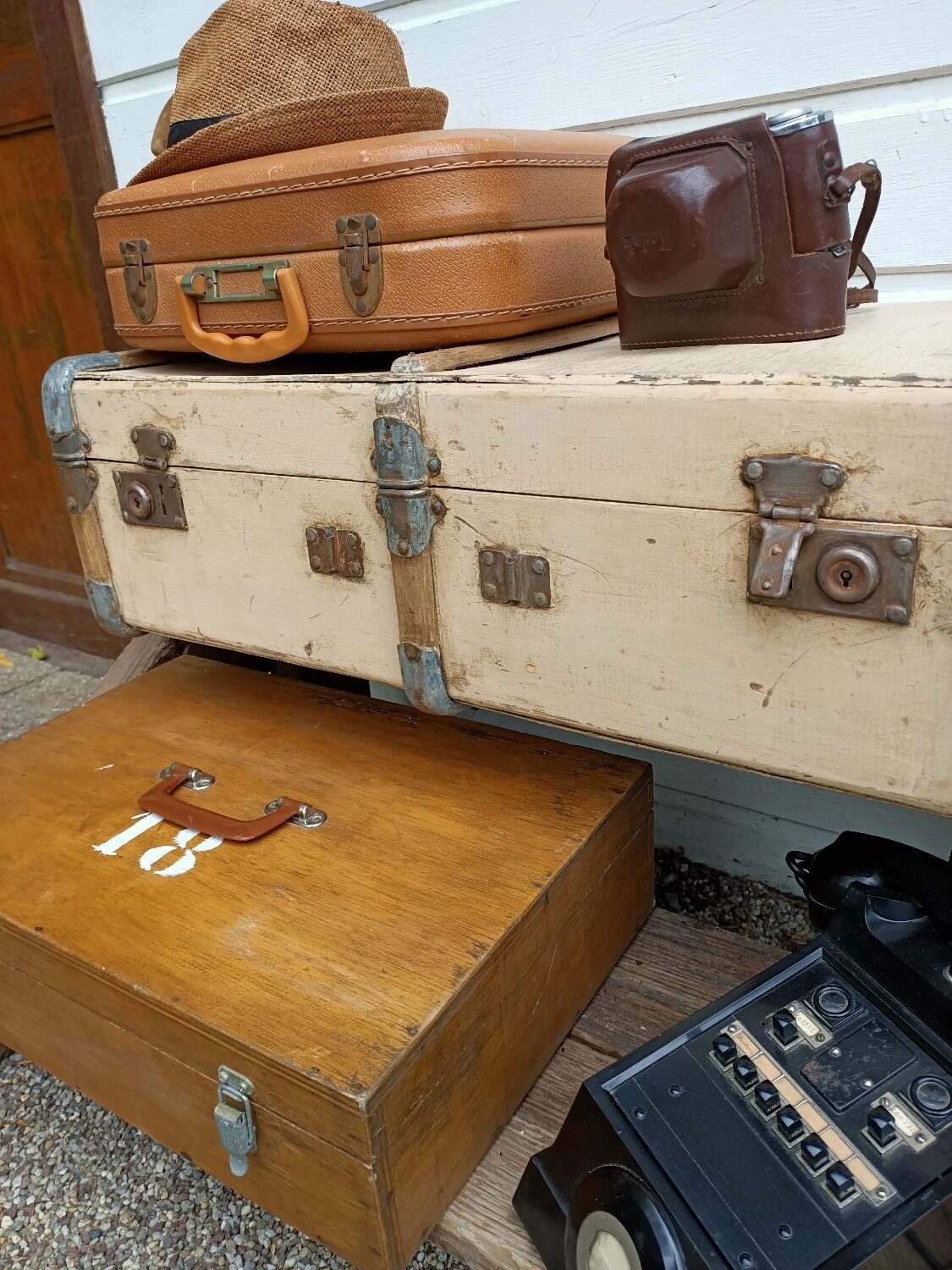 Old wooden suitcase