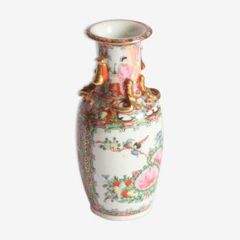 Vase médaillon rose de canton chinois, 19ème siècle