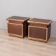 Paire de tables de chevet vintage années 50 en laiton et bois design italien