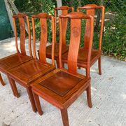 Set of 5 Chinese Ming chairs in solid rosewood – Engraved Shou pattern 70