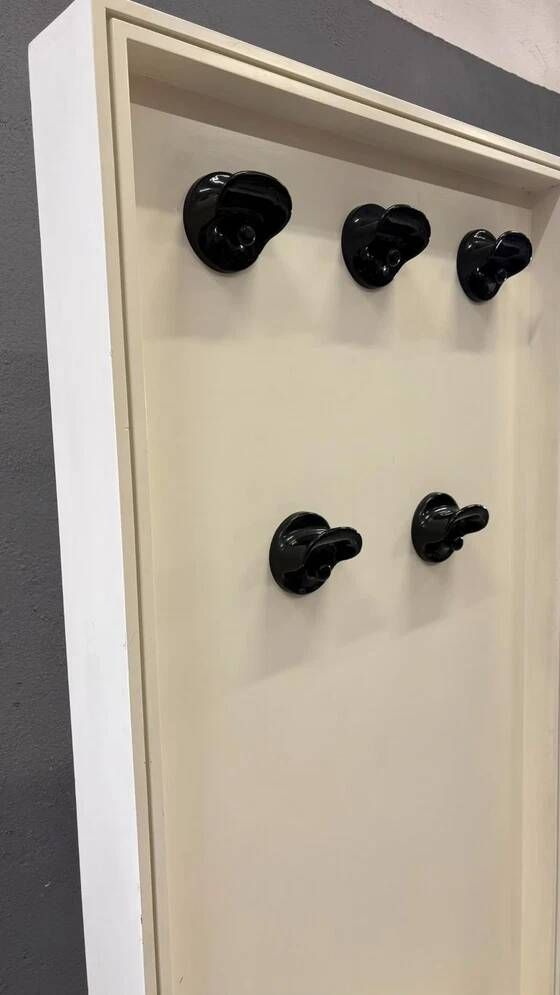 Mid-Century Modern Double-Sided Hall Stand with Mirror & Coat Hooks, 1960s, Europe
