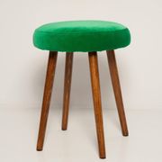 Tabouret en velours vert herbe mi-siècle, Europe, années 1960