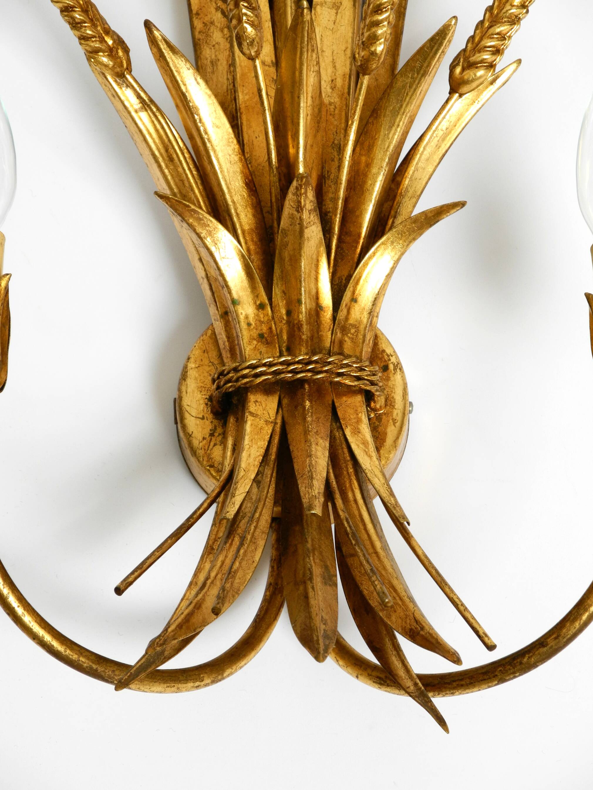 Beautiful large 70s gold-plated 2-armed metal wall lamp by Hans Kögl