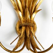 Beautiful large 70s gold-plated 2-armed metal wall lamp by Hans Kögl