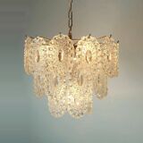 3-tier PENDANT LIGHT with 29 oval glass discs graewe chandelier 1960s