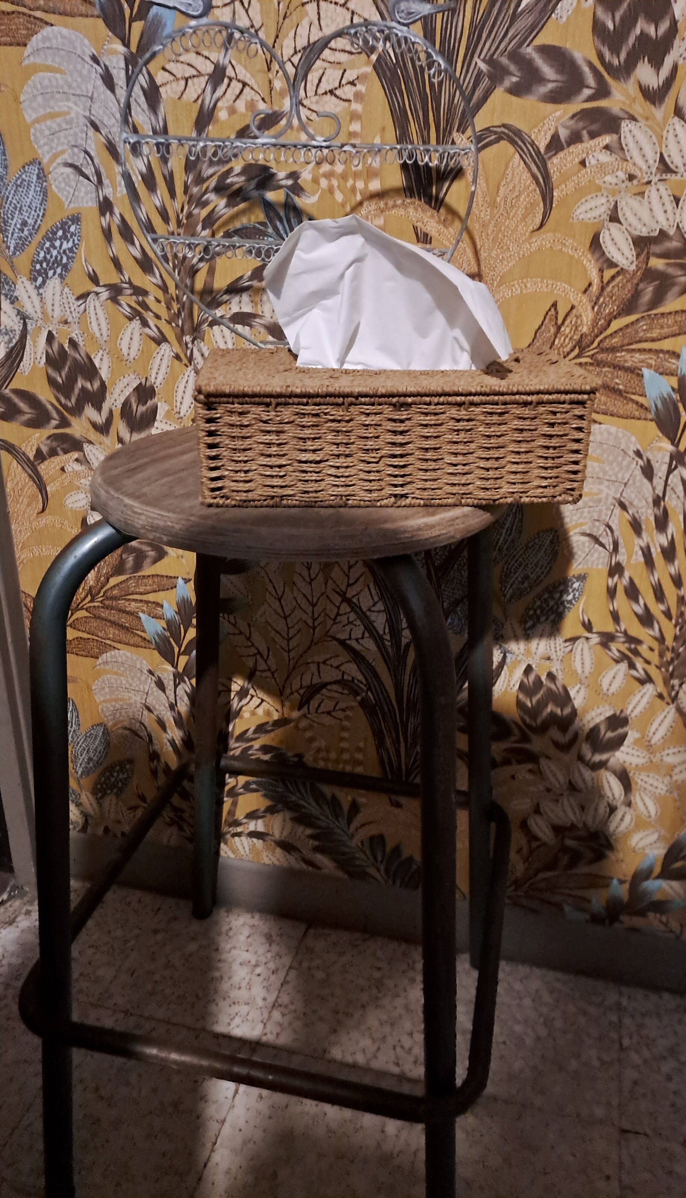 High metal stool and wooden seat Labo style dating from the 1940s industrial style