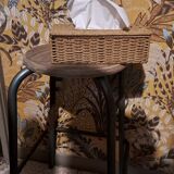 High metal stool and wooden seat Labo style dating from the 1940s industrial style