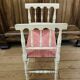 Banquette époque fin XIXe assise en paille colorée structure rechampie