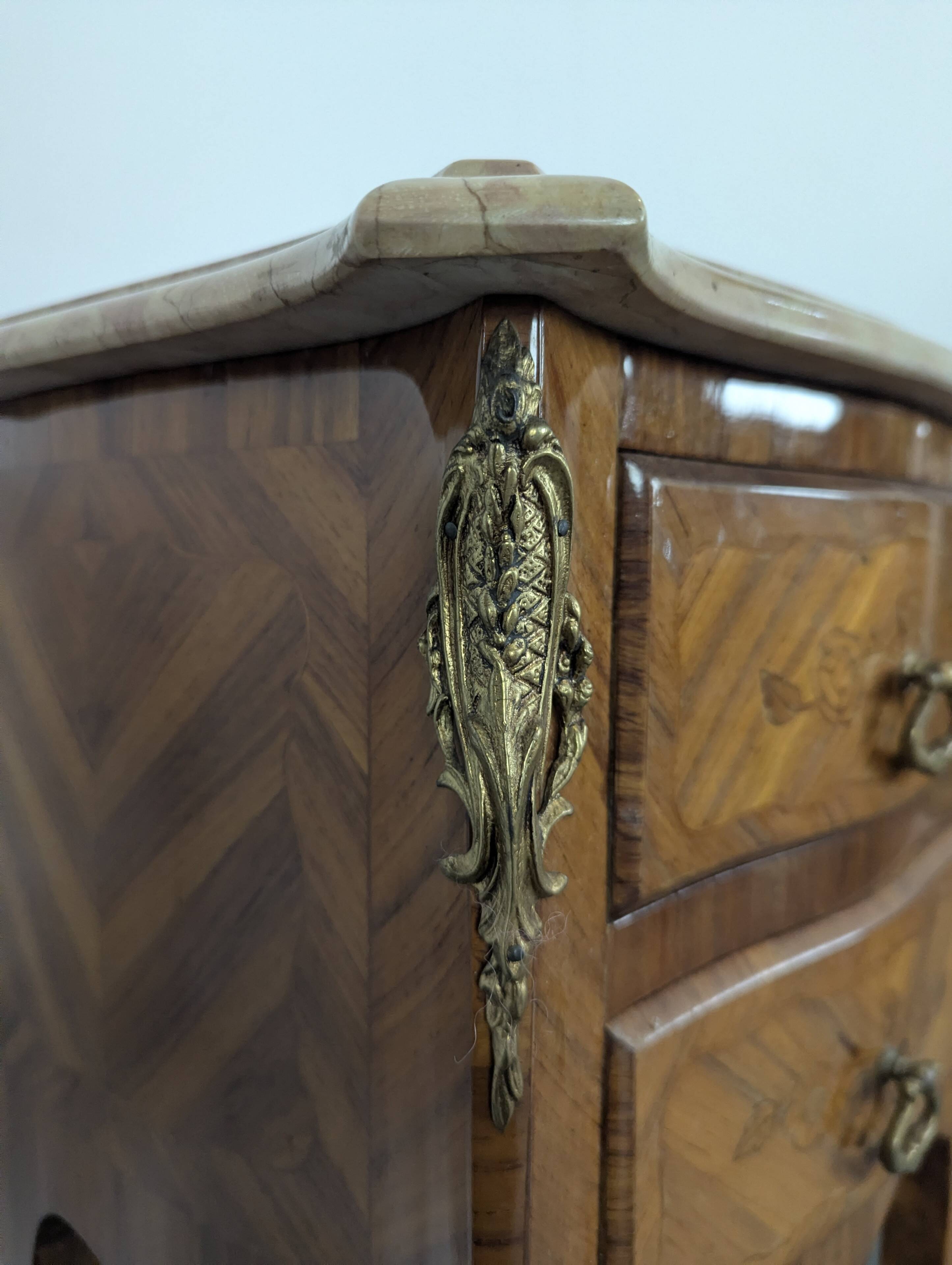 Pair of rosewood bedside tables in Louis XV style
