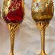 Lot 6 glasses Murano Venice gilded floral decoration in relief
