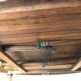 Important central pedestal table in mahogany, brass and bronze that can form a large dining table.